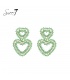 Groene harten oorhangers met glas kralen
