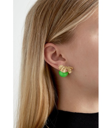 Groene strikjes studs oorbellen