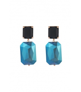 Blauwe oorhangers met een glas steen