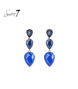 Oorbellen met blauwe glas steentjes