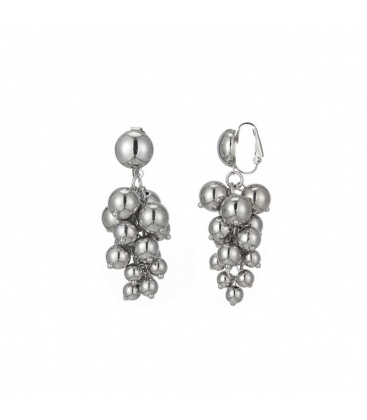 Zilverkleurige oorclips met hangende kraaltjes