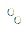 Goudkleurige oorringen met blauwe glass steentjes