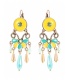 Oorbellen met geel, groene accenten en kralen