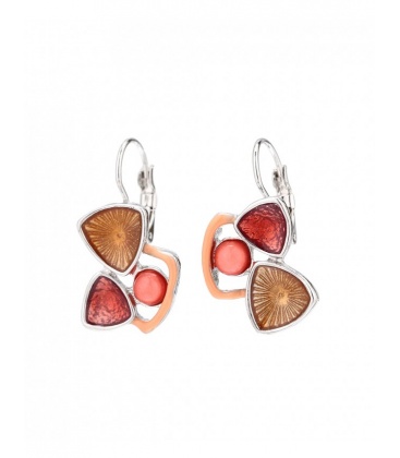 Oorbellen oranje gekleurde in verschillende drie hoeks vorm