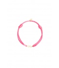 Roze koord armband met een goudkleurige bedel