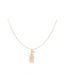 Goudkleurige halsketting met bedel en kraaltjes