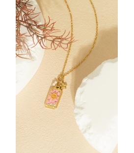 Goudkleurige halsketting met bedel en kraaltjes