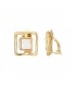 Oorclips goudkleur met een vierkant motief ingelegd met wit parelmoer