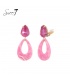 Roze oorclips met een ovaal glas steentje