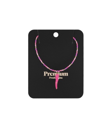 Fuchsia roze kralen halsketting met een peper hanger