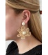 Gebroken witte bloemen oorhangers van raffia
