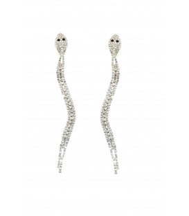 Oorclips zilverkleurig met strass steentjes in de vorm van een slang