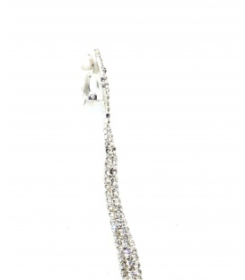 Oorclips zilverkleurig met strass steentjes in de vorm van een slang