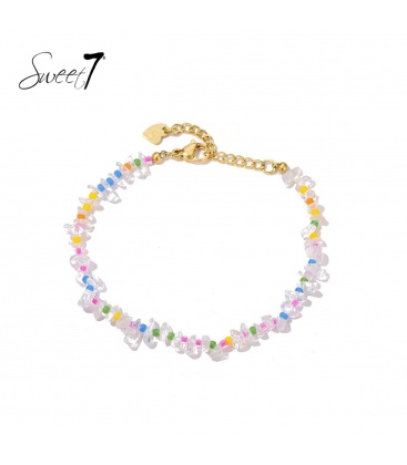 Gekleurde armband met natuur stenen elementen