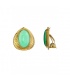 Goudkleurige oorclips ingelegd met groen parelmoer