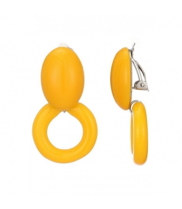 Gele oorclips met een ronde hanger