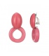 Roze oorclips met een ronde hangers van hars