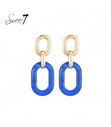 Oorhangers blauw met een goudkleurig element