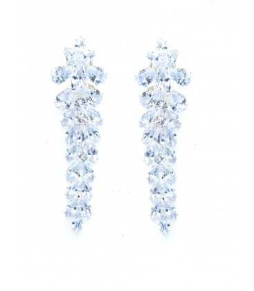 Zilverkleurige oorclips gevuld met zirconia steentjes