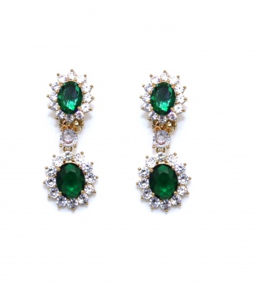Groene oorclips met heldere strass steentjes rand