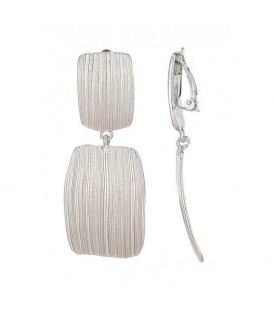 Zilverkleurige oorclips met streep motief