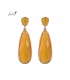 Gele oorhangers met cats eye steen