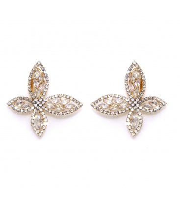 Prachtige goudkleurige oorclips met zirconia steentjes gevuld