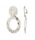 Oorclips zilverkleurige met een ovale hanger