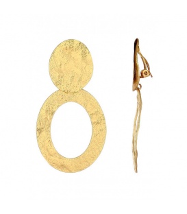 Goudkleurige oorclips met een geborsteld motief