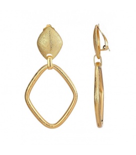 Goudkleurige oorclips van geribbeld metaal in ruit vorm