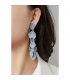 Oorclips blauw met gelaagde hangertjes