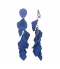Oorclips blauw met gelaagde hangertjes