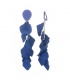 Oorclips blauw met gelaagde hangertjes