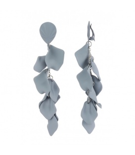 Grijze oorclips met mooie acryl kwastjes