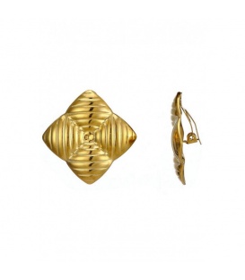 Goudkleurige oorclips met een streep motief