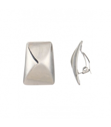 Zilverkleurige vierkante oorclips
