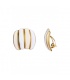 Oorclips met 2 tinten wit en goudkleurige strepen 