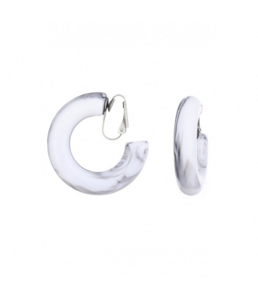 Oorclips wit met grijze creolen