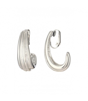 Oorclips zilverkleurig met golvend patroon