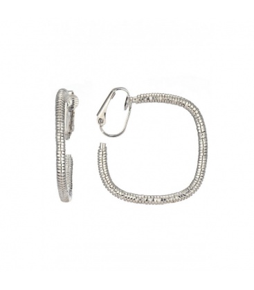 Oorclips zilverkleurig met vierkante vorm en spiraaltextuur