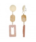 Oorclips beige oor stukje en roze marmerlook hanger