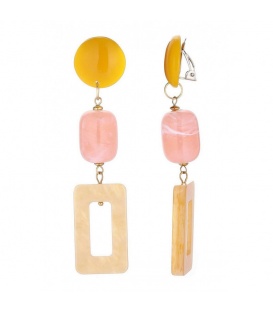 Oorclips lang model in roze gele kleuren