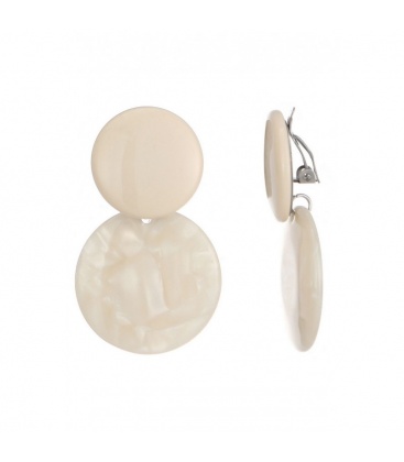 Oorclips wit met ronde schijven in marmerlook