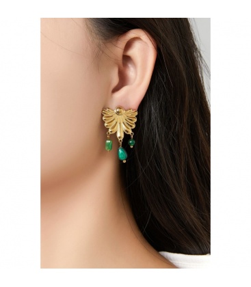 Oorclips goudkleurig met oranje kraaltjes