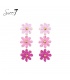 Bloemen oorhangers in 3 verschillende tinten roze