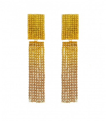 Oorclips geel gekleurde met strass steentjes