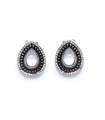 Oorclips met druppelvorm en parelglans