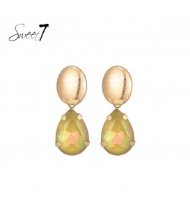 Oorbel met iriserende steen en mat oorstukje