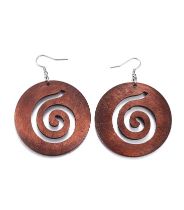 Klassieke bruine ronde houten oorbellen met open motief