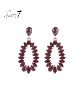 Bruine ovale oorhangers gevuld met glas steentjes